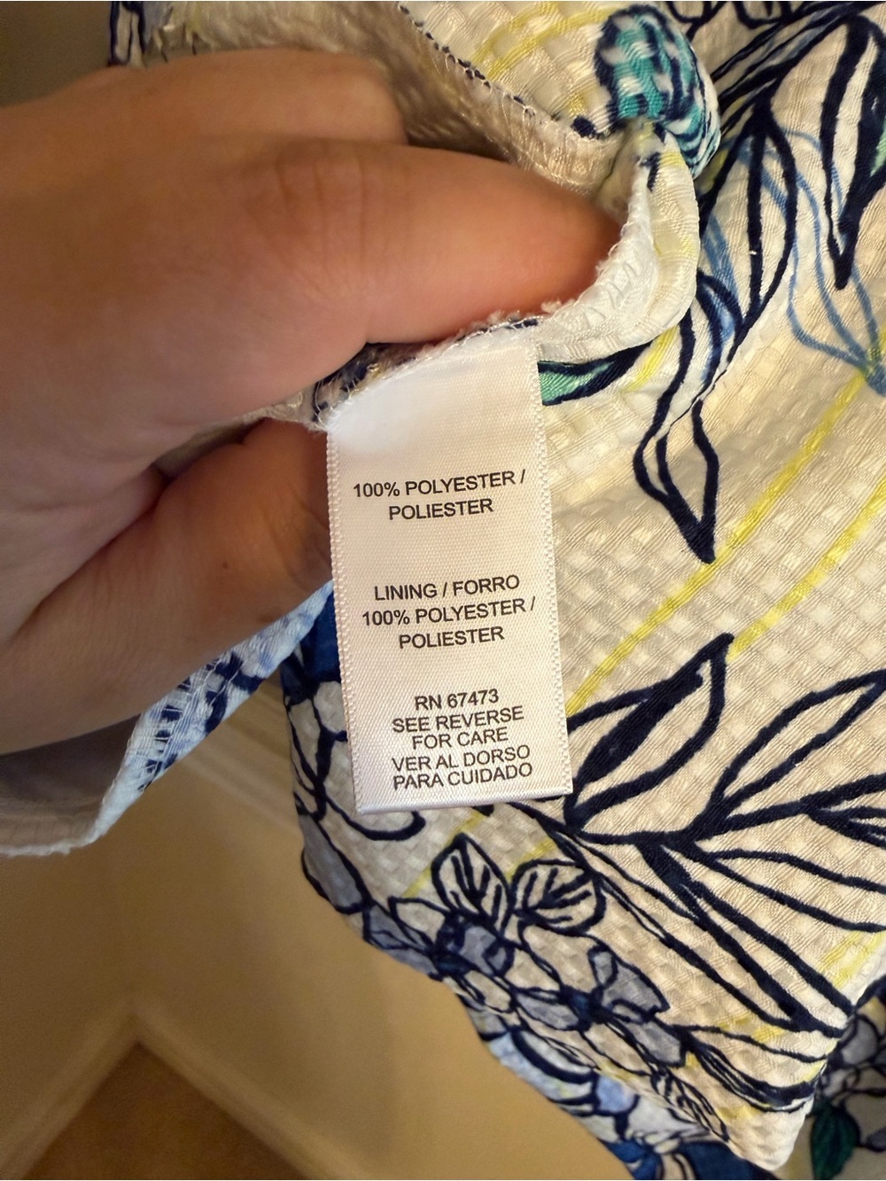 Danny & Nicole Blue and White Floral Square-Neck Mini Dress Pockets 6P - Picture 10 of 11